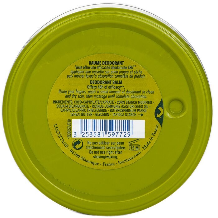 L'Occitane Verveine (Verbena) Deodorant - 0% Aluminum Salts 50g/1.7oz