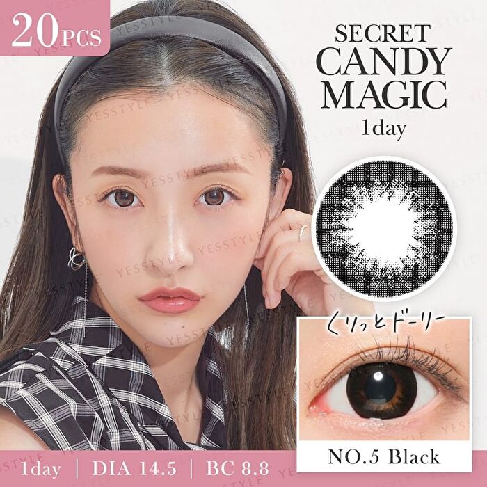Secret Candy Magic 1 Day Color Lens No.5 Black 20 pcs - P-0.00 (20 pcs)