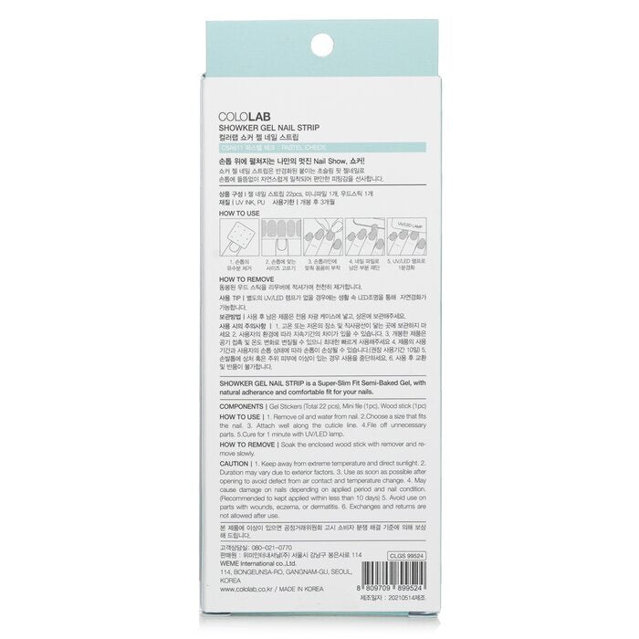 Cololab Showker Gel Nail Strip  # CSA611 Pastel Check 1pcs