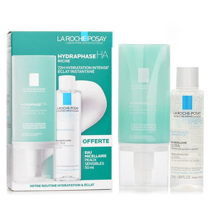 La Roche Posay Votre Routine Hydatation & Eclat Set: Hydraphase HA Riche Moisturizing  Cream 50ml + Micellar Water 50ml 2pcs