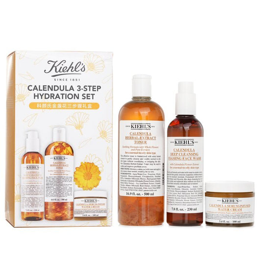 Kiehl's Calendula 3 Step Hydration Set: Face Wash 230ml + Toner 500ml + Water Cream 100ml 3pcs