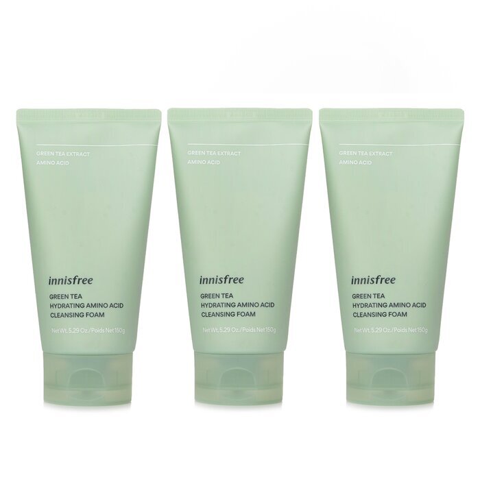 Innisfree 【Super Saver Pack】Green Tea Hydrating Amino Acid Cleansing Foam x3 150g x3
