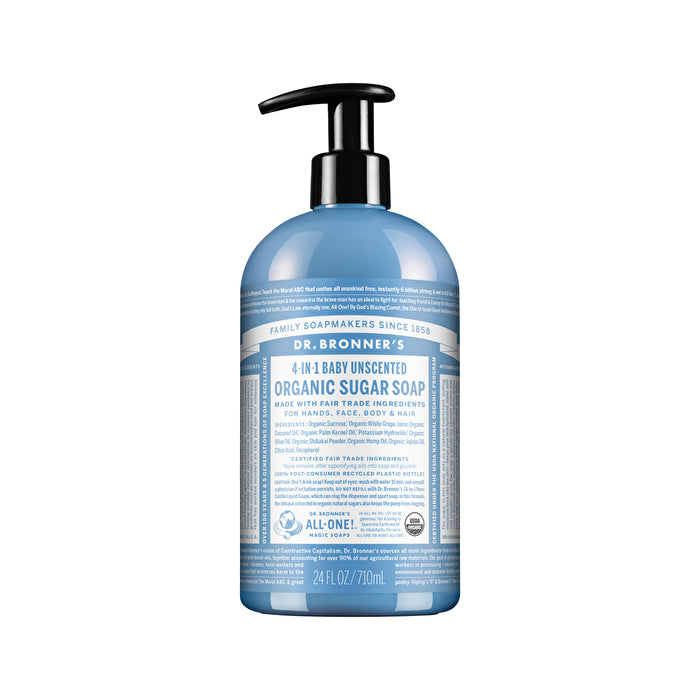 Dr. Bronners Organic Sugar Soap 4-in-1 Unscented (baby) (pump) 710ml